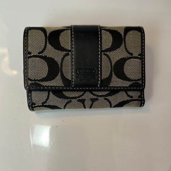 Coach Accessories - Coach Signature Black and Cream Wallet
